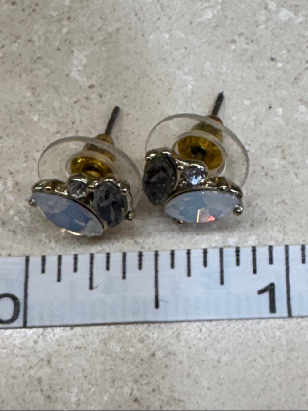 Gold-Tone Opal & Smoky Crystal Stud Earrings - White Opalescent